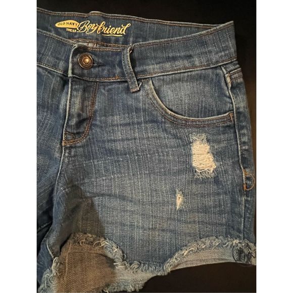 Old Navy Women 0 Blue Denim Boyfriend Distressed Raw Hem Low Raise Short - Picture 2 of 7